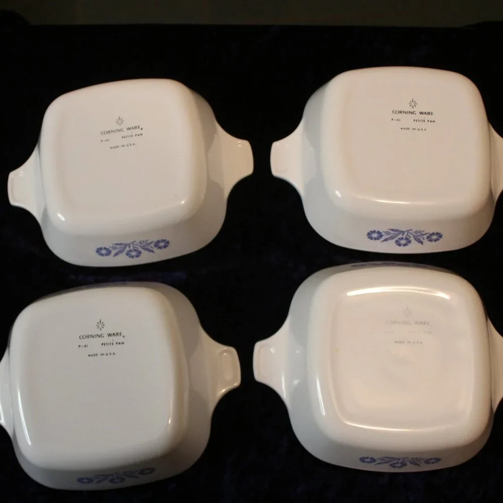Vintage Corning Ware P-41 Petite Pan Blue Cornflower Pattern Set of 4